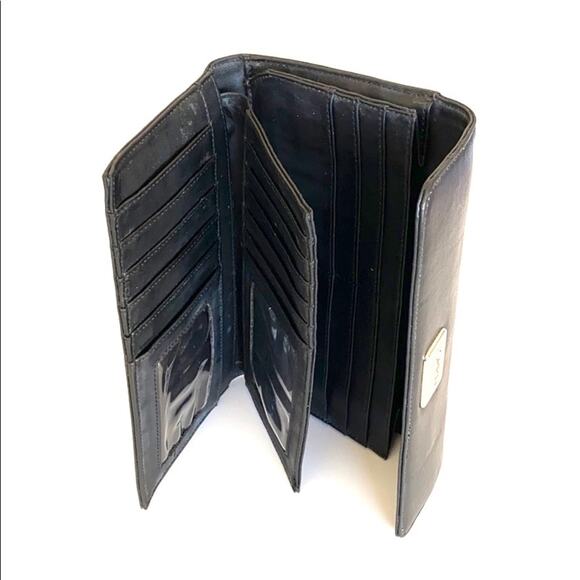 Esprit Women's Black Leather Tri Fold Organizer Envelope Clutch Wallet - Picture 7 of 10